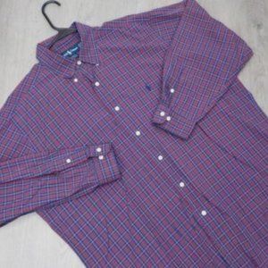 Ralph Lauren Mens Plaid Dress Shirt Yarmouth Cotton Button Down Pony Logo Top
